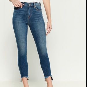 7 for all mankind high waist ankle cropped gwenevere raw hem jeans size 25